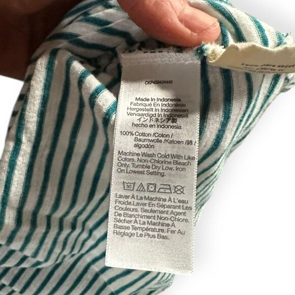 MADEWELL Women’s Green White Striped Whisper Cotton Pocket Tank Top Size Small - Picture 4 of 7
